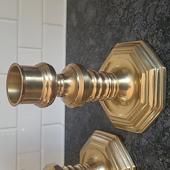 Vintage Solid Brass Candle Holders - Picture 2 of 12